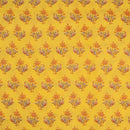 Yellow Colour Floral Screen Print Cotton Fabric 