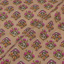 Beige Colour Floral Screen Print Cotton Fabric 