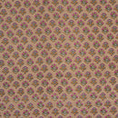Beige Colour Floral Screen Print Cotton Fabric 