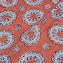 Peach Colour Floral Screen Print Cotton Fabric 