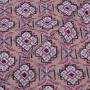 Dusty Rose Colour Floral Screen Print Cotton Fabric 