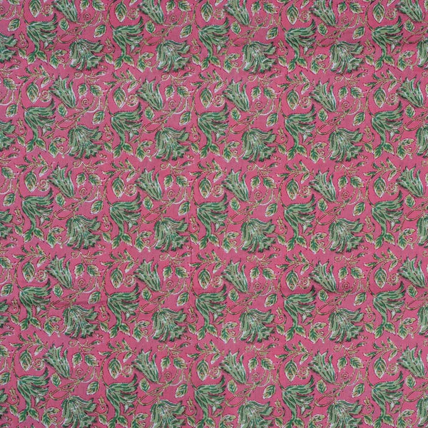 Pink Colour Floral Jaal Screen Print Cotton Fabric 