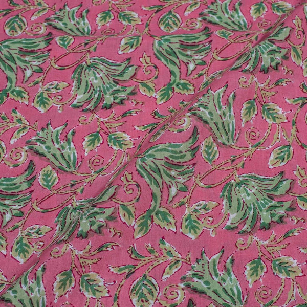 Pink Colour Floral Jaal Screen Print Cotton Fabric 