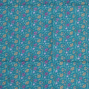 Sea Blue Colour Floral Jaal Screen Print Cotton Fabric 