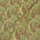 Lime Yellow Colour Paisley Screen Print Cotton Fabric 
