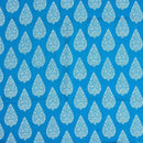 White Khadee and Blue Colour Mughal Screen Print Cotton Fabric