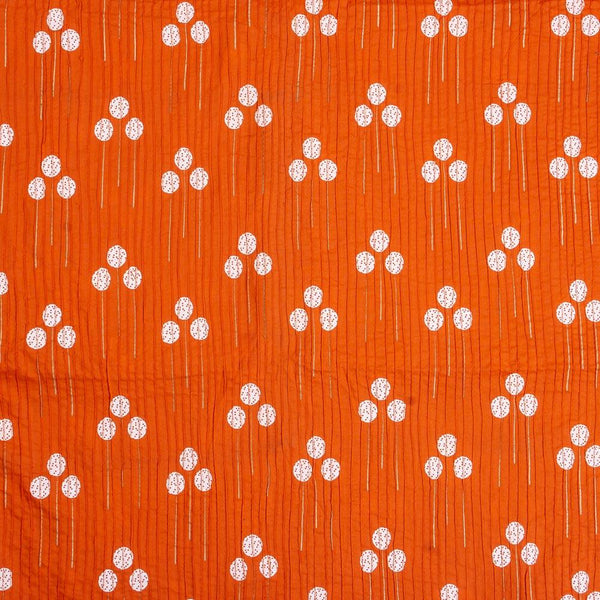 Orange Colour Geometric Print Pin Tucks Cotton Fabric 34 inch Width