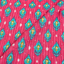 Candy Pink Colour Geometric Print Pin Tucks Cotton Fabric 34 inch Width