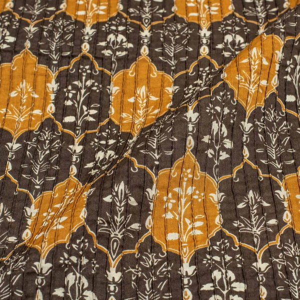 Cedar Colour Floral Print 35 inch Width Pin Tucks Cotton Fabric 