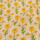 Beige Colour Floral Print 35 inch Width Pin Tucks Cotton Fabric 