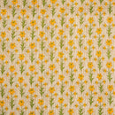 Beige Colour Floral Print 35 inch Width Pin Tucks Cotton Fabric 