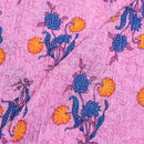 Pink Colour Floral Print 36 inch Width Pin Tucks Cotton Fabric 