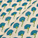 Off White Colour Floral Print 36 inch Width Pin Tucks Cotton Fabric 