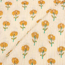 Off White Colour Floral Print 35 inch Width Pin Tucks Cotton Fabric 