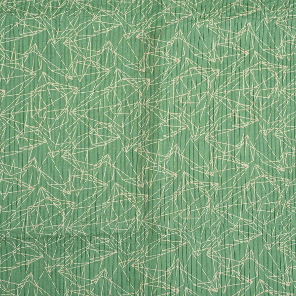 Green Colour Geoemtric Print 32 inch Width Pin Tucks Cotton Fabric 