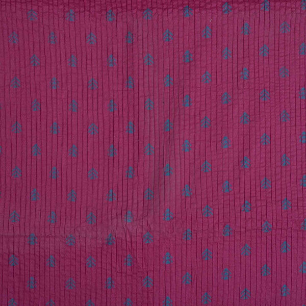 Magenta Colour Geoemtric Print 36 inch Width Pin Tucks Cotton Fabric 