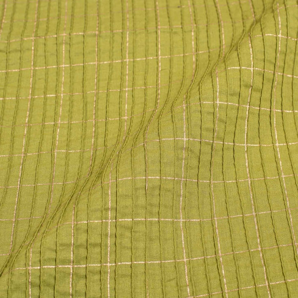 Mehndi Green Colour Geoemtric Print 36 inch Width Pin Tucks Cotton Fabric
