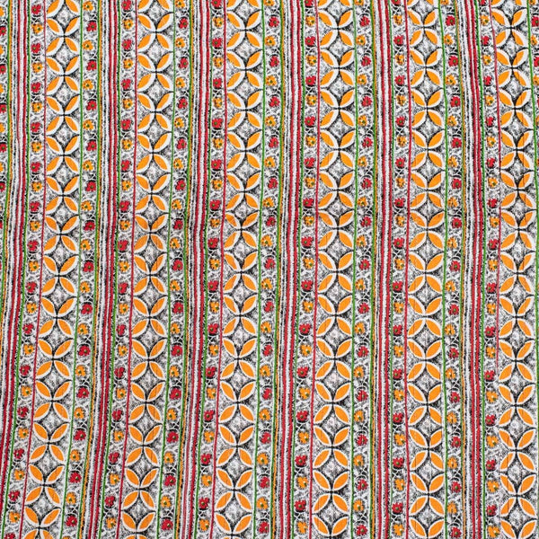 Multi Colour Floral Jaal Print 38 inch Width Pin Tucks Cotton Fabric 