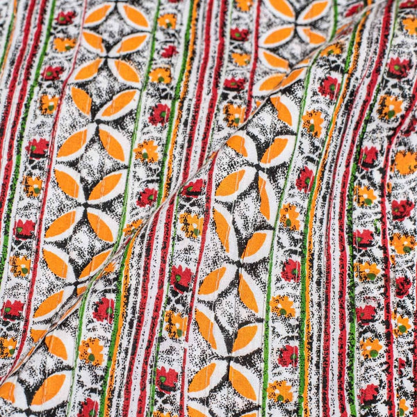 Multi Colour Floral Jaal Print 38 inch Width Pin Tucks Cotton Fabric 