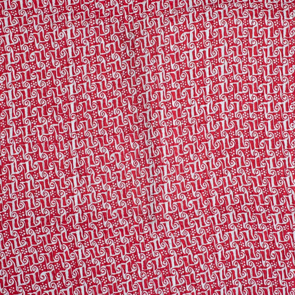 Red Colour Geoemtric Print 36 inch Width Pin Tucks Cotton Fabric 