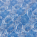Ink Blue Colour Geoemtric Print 39 inch Width Pin Tucks Cotton Fabric