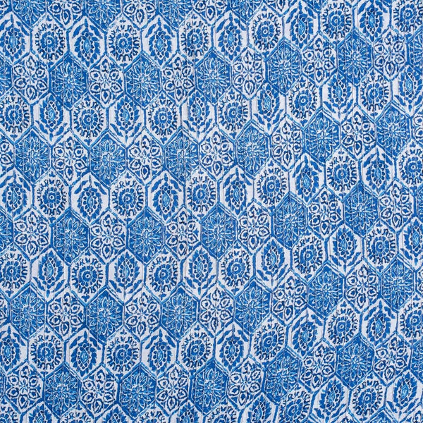 Ink Blue Colour Geoemtric Print 39 inch Width Pin Tucks Cotton Fabric