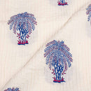 Off White Colour Tree Motif Print 34 inch Width Pin Tucks Cotton Fabric 