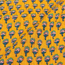Mustard Orange Colour Floral Butti Print 35 inch Width Pin Tucks Cotton Fabric 