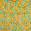 Mustard Yellow Colour Mughal Print 37 inch Width Pin Tucks Cotton Fabric 