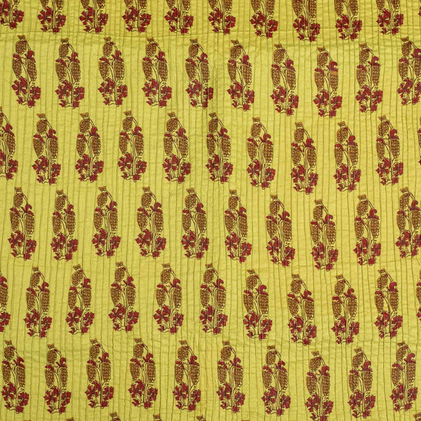 Mehndi Green Colour Mughal Print 35 inch Width Pin Tucks Cotton Fabric 