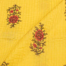 Yellow Colour Mughal Print 37 inch Width Pin Tucks Cotton Fabric 