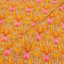 Mustard Colour Floral Jaal Print Pin Tucks Cotton Fabric 34 inch Width