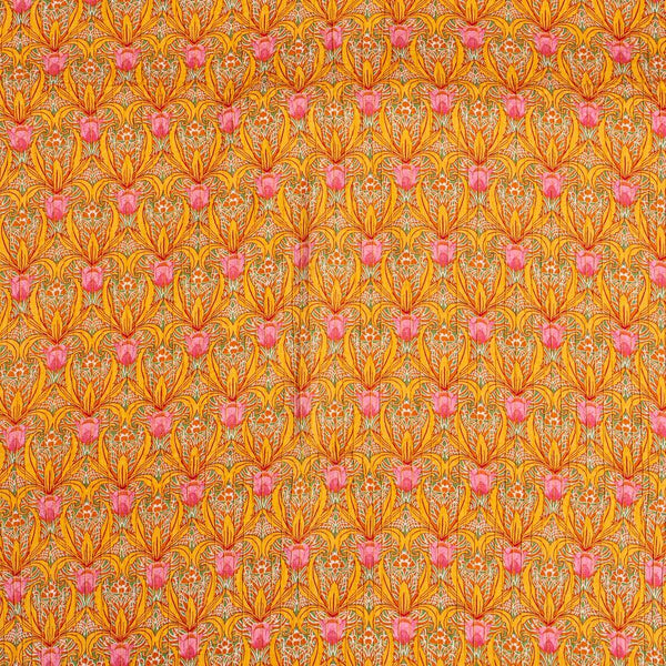 Mustard Colour Floral Jaal Print Pin Tucks Cotton Fabric 34 inch Width