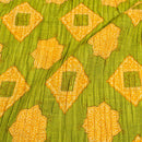Green Colour Geometric Print Pin Tucks Cotton Fabric 34 inch Width