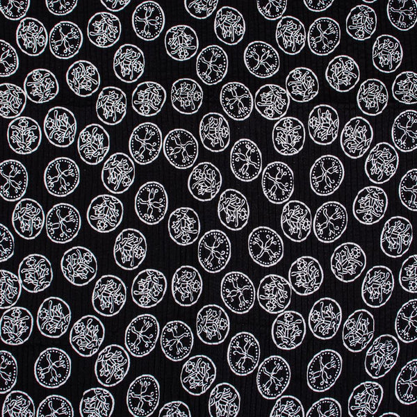 Black Colour Geometric Print Pin Tucks Cotton Fabric 34 inch Width
