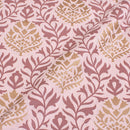 Pastel Pink Colour Gold Floral Jaal Print Flex Cotton Fabric