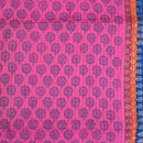 Candy Pink Colour Floral Block Print With One Side Border 37 inch Width Pin Tucks Cotton Fabric