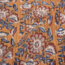 Sandy Brown Colour Floral Block Print 37 inch Width Pin Tucks Cotton Fabric 