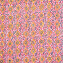 Pink Colour Floral Jaal Block Print 37 inch Width Pin Tucks Cotton Fabric 