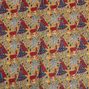 Mustard Colour Village Block Print 36 inch Width Pin Tucks Cotton Fabric 