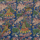 Blue Colour Village Block Print 34 inch Width Pin Tucks Cotton Fabric 