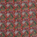 True Red Colour Village Block Print 36 inch Width Pin Tucks Cotton Fabric 