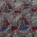 Grey Colour Village Block Print 38 inch Width Pin Tucks Cotton Fabric 