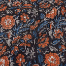 Black Colour Floral Block Print 37 inch Width Pin Tucks Cotton Fabric 