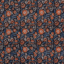 Black Colour Floral Block Print 37 inch Width Pin Tucks Cotton Fabric 