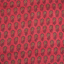 Coral Colour Mughal Block Print 36 inch Width Pin Tucks Cotton Fabric 