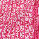 Pink Colour Paisley Block Print With One Side Border 38 inch Width Pin Tucks Cotton Fabric 