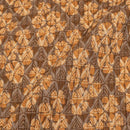 Brown Colour Floral Block Print 35 inch Width Pin Tucks Cotton Fabric 