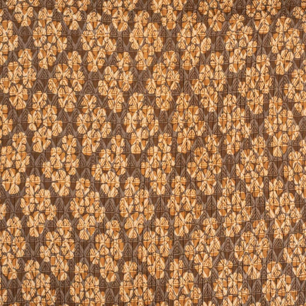 Brown Colour Floral Block Print 35 inch Width Pin Tucks Cotton Fabric 