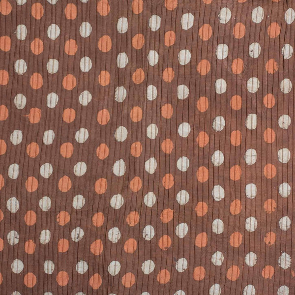 Choco Brown Colour Dabu Block Print 38 inch Width Pin Tucks Cotton Fabric 